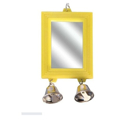 Triol Игрушка для птиц Зеркало с двумя колокольчиками, 14см, 4 шт.