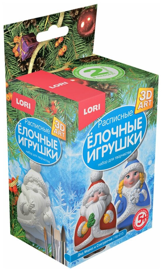 LORI 3D роспись елочных игрушек Дед Мороз и Снегурочка Ир-013 с 5 лет