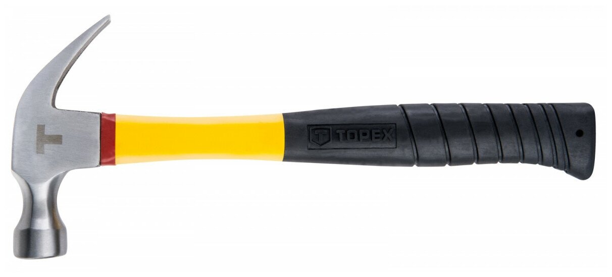 Молоток гвоздодер 450гр круглый боек, фибергласовая ручка Topex