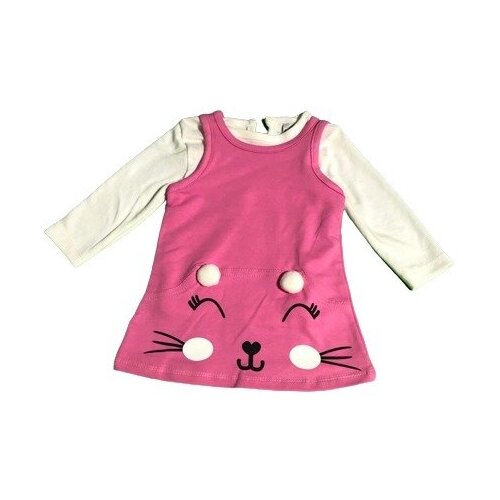Комплект розовый сарафан и белая кофточка для малышки, 9 мес., 72 см
