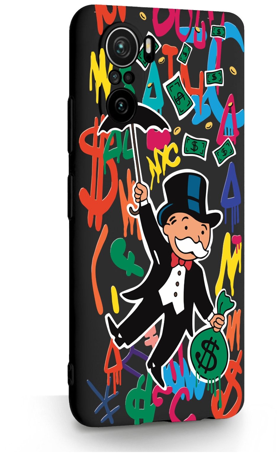 Черный силиконовый чехол для Xiaomi Poco F3 Rich uncle PennyBags/Богатенький дядюшка толстосум для Сяоми Поко Ф3