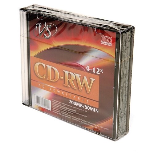 фото Диск cd-rw vs 700mb 4-12x slim case, 5шт