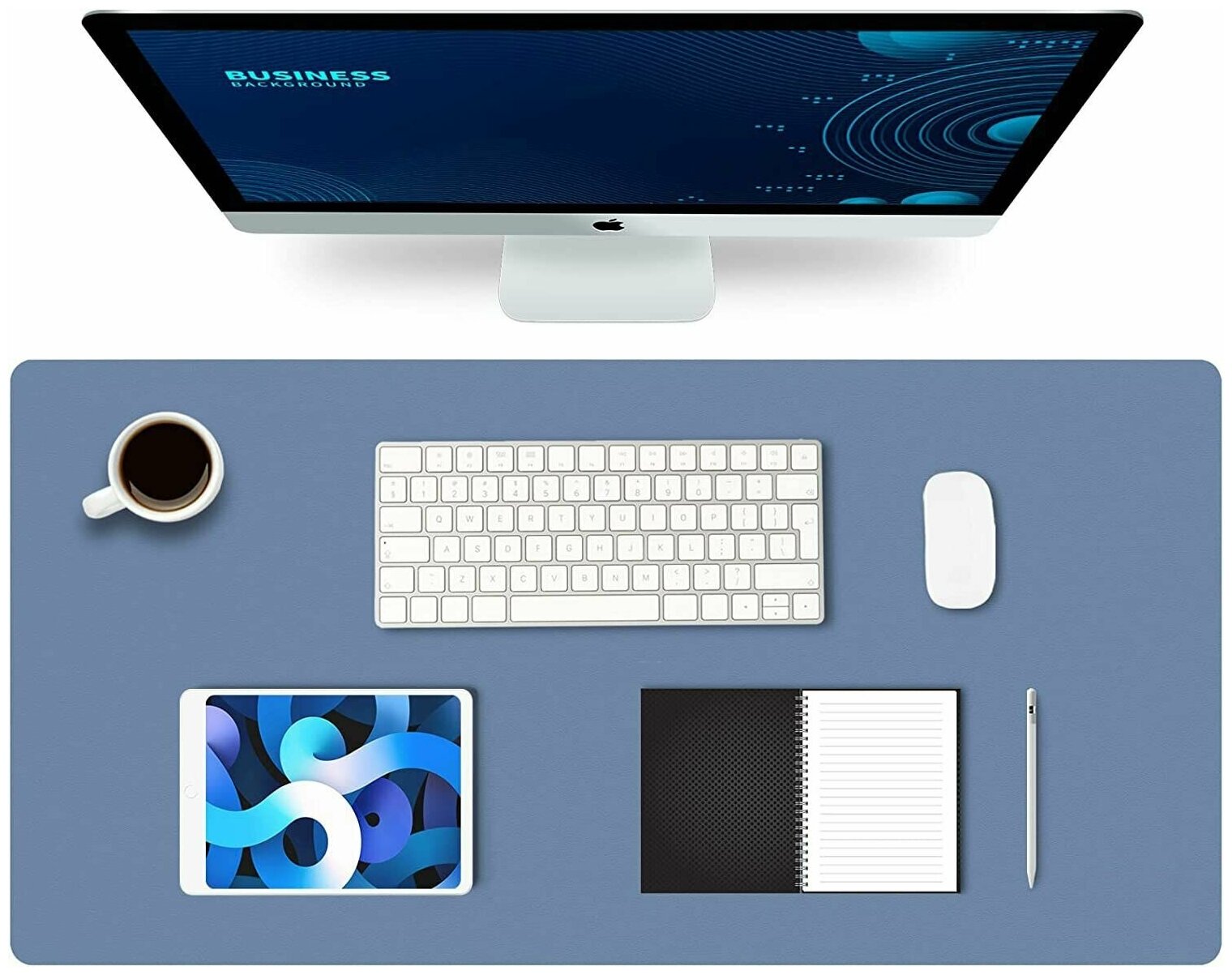 Настольный коврик для клавиатуры и мыши, защитный, большой, водонепроницаемый, кожаный, на рабочий стол для офиса и дома, 40 см х 80 см, синий