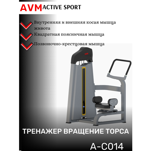 Профессиональный силовой тренажер для зала Вращение торса AVM A-C014 профессиональный силовой тренажер для зала поднятие коленей брусья avm a a051