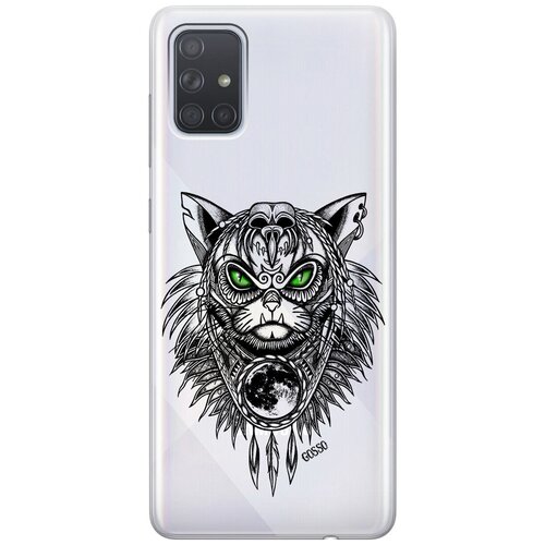 фото Ультратонкий силиконовый чехол-накладка transparent для samsung galaxy a71 с 3d принтом "shaman cat" gosso