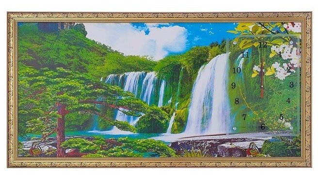 Часы-картина настенные, серия: Природа, "Водопад", 50 х 100 см 1210534