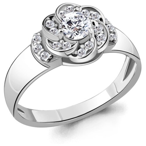 фото Серебряное кольцо aquamarine а68538а с фианитом diamant-online