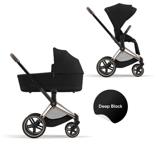 Детская коляска 2 в 1, Cybex Priam IV, рама Rosegold /текстиль Deep Black