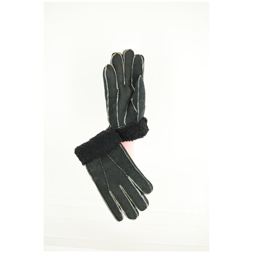 фото Перчатки мужские зимние кожаные happy gloves цвет темно коричневый оторочка светлый мех размер xl