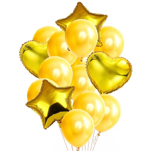 фото Набор воздушных шаров "букет/фонтан золото" agura, 14 штук