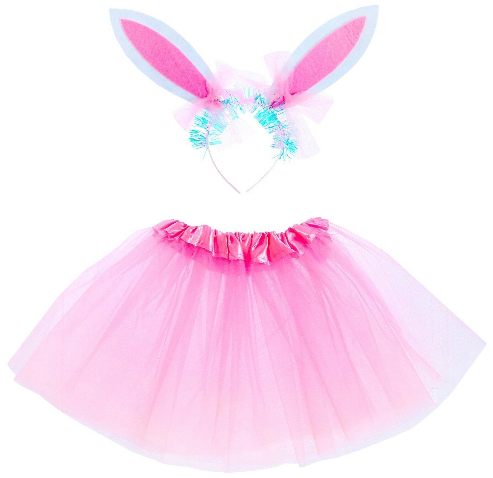 Карнавальный набор «Зайка» 2 предмета: юбка, ободок, цвет розовый