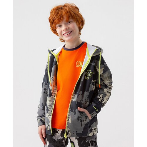 фото Толстовка с капюшоном на молнии button blue, для мальчиков, размер 140, мод 123bbbjc16094413