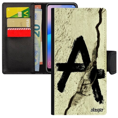 фото Противоударный чехол-книжка для мобильного // galaxy a50 // "анархия" анархизм знак, utaupia, серый