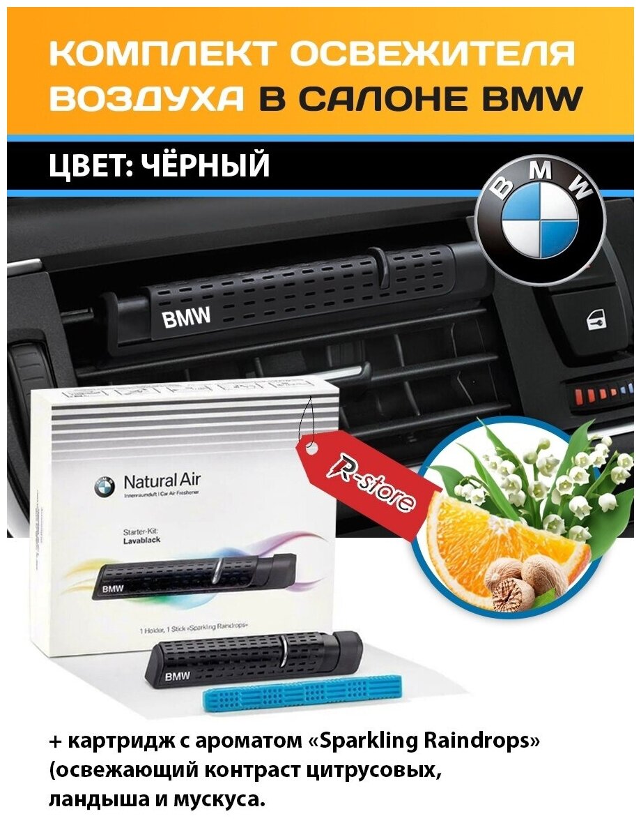 Комплект освежителя воздуха в салоне BMW/ароматизатор БМВ черный