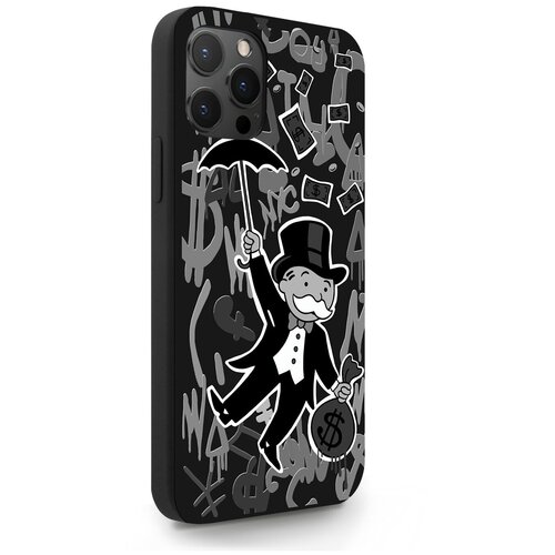 Черный силиконовый чехол MustHaveCase для iPhone 12 Pro Max Monopoly Black Edition/ Монополия для Айфон 12 Про Макс Противоударный
