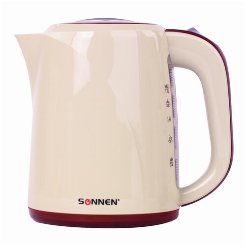 Чайник SONNEN KT-002 17 л 2200 Вт закрытый нагревательный элемент пластик бежевыйкрасный 451711 цена за 1 шт 173100₽