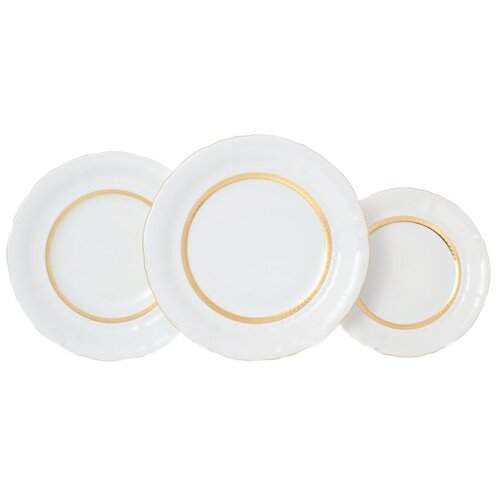 фото Набор тарелок 18 предметов (19, 23, 25 см) leander "соната /золотая лента" / 139096