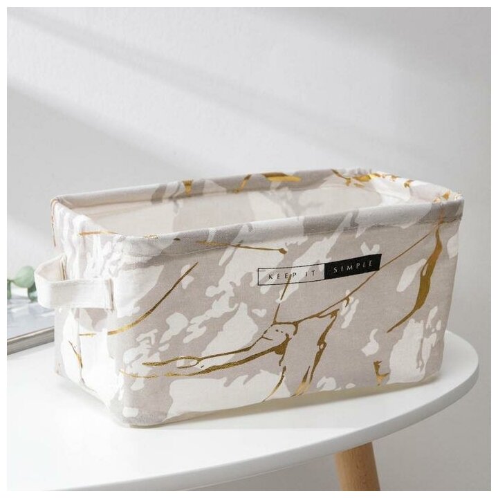 фото Корзина для хранения с ручками Доляна «Мрамор», 28×16×14 см, цвет серый