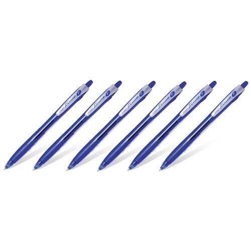 Ручка шариковая масляная автоматическая PILOT Rex Grip, синяя, узел 0,7 мм, линия письма 0,32 мм, BPRG-10R-F (6 штук)