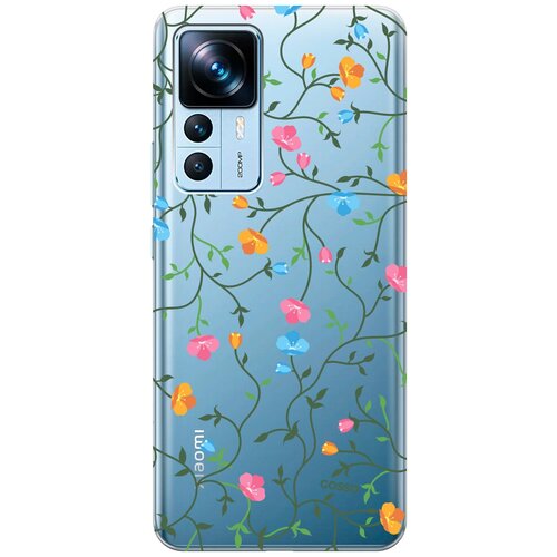 Силиконовый чехол на Xiaomi 12T, 12T Pro, Сяоми 12Т, 12Т Про с 3D принтом Сurly Flowers прозрачный силиконовый чехол на xiaomi 12t 12t pro сяоми 12т 12т про с 3d принтом сurly flowers прозрачный