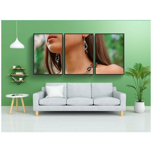 фото Набор модулных постеров для интерьера "девочка, азиатская девушка, азиатская модель" 60x90 см. в тубусе, без рамки lotsprints