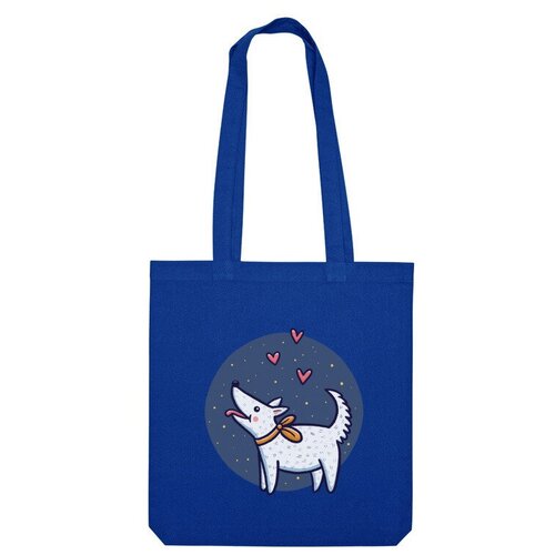 Сумка шоппер Us Basic, синий мужская футболка белая собака с сердечками на фоне неба s синий
