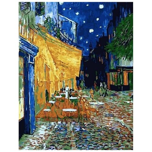 картина по номерам уличное кафе 40x50 см Картина по номерам Ночное кафе Ван Гога, 40x50 см