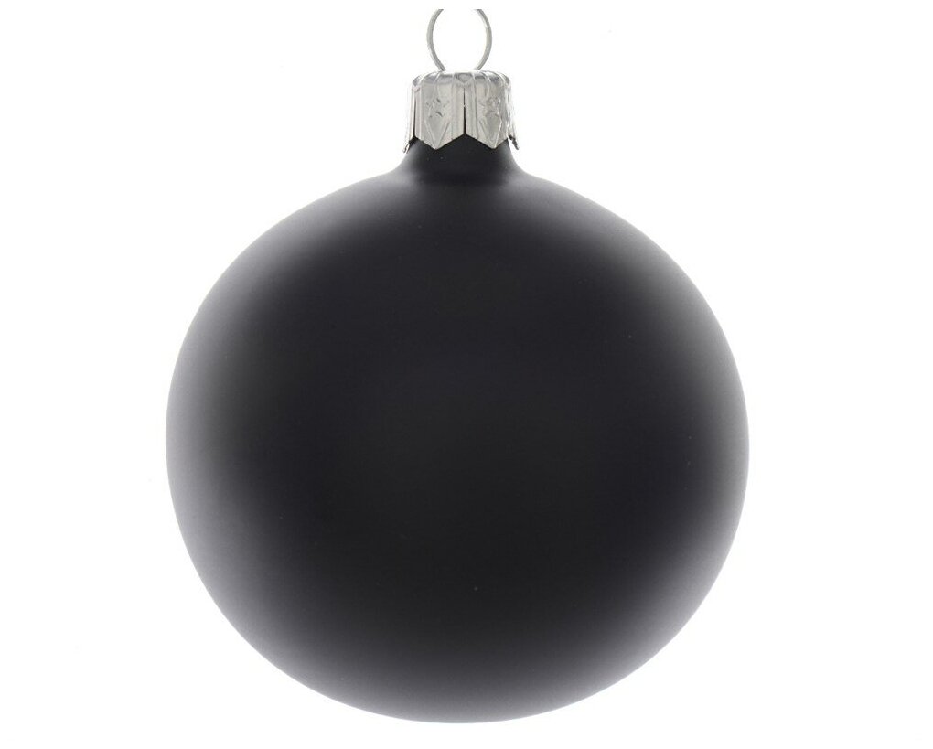 Стеклянный елочный шар 15 см, матовый черный, 1 шт.