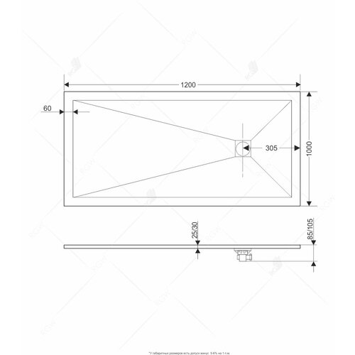 Душевой поддон RGW 16152012-02 Серый 1200x700