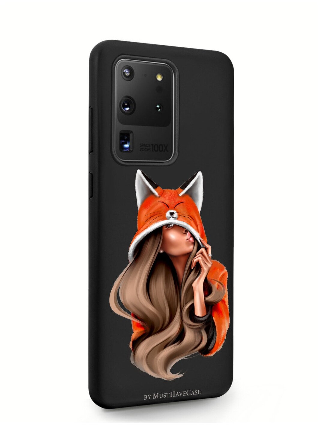 Черный силиконовый чехол MustHaveCase для Samsung Galaxy S20 Ultra Foxy Girl/ Лисичка для Самсунг Галакси C20 Ультра Противоударный