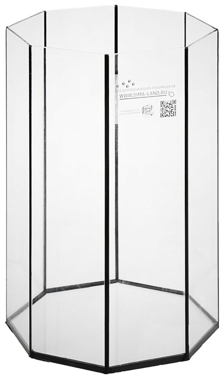 Аквариум восьмигранный с крышкой, 32 литра, 29 х 29 х 45 см, чёрный - фотография № 2