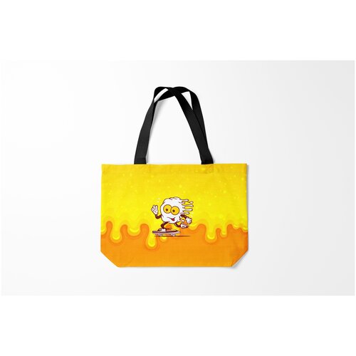 фото Сумка-шоппер / 46х35 см / популярные иллюстрации / еда веселая яичница на скейте burnettie