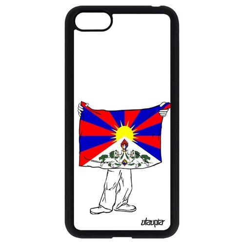 фото Защитный чехол на смартфон // huawei y5 2018 // "флаг тибета с руками" государственный стиль, utaupia, белый