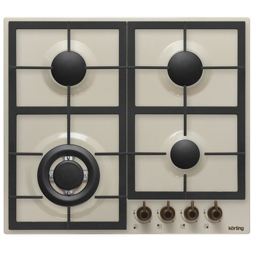 Встраиваемая варочная панель Газ Calabria 60x51 см газовая независимая электроподжиг газ-контроль чугунные решетки чугунный адаптер для WOK-конфорки и адаптер для кофейника слоновая кость цвет ручек-бронза 3838100₽