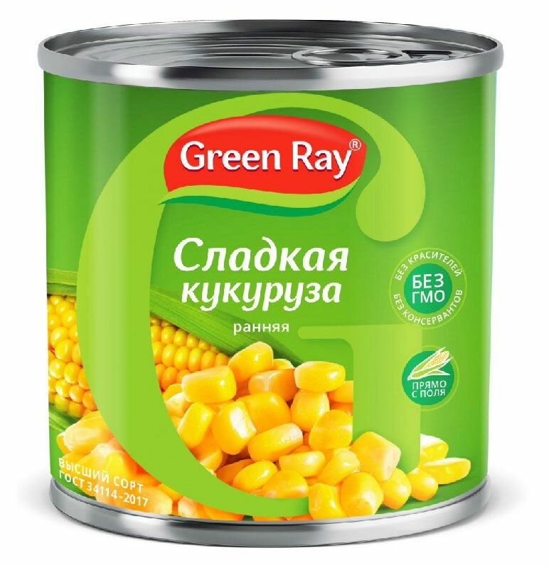 Кукуруза Green Ray сладкая, 340 г, 5 шт