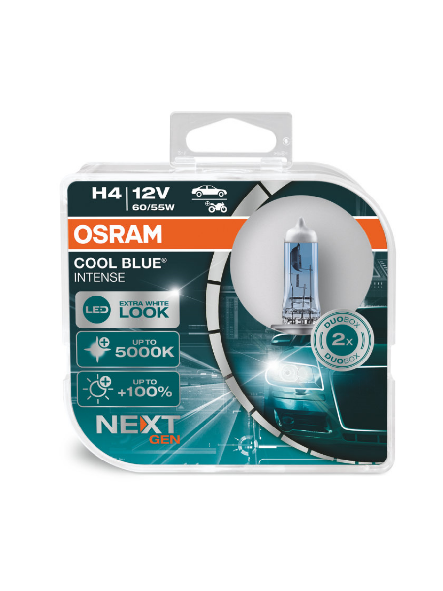 Лампа H4 12V 60/55W P43t 4200k OSRAM Cool Вlue Intense блистер - фото №6