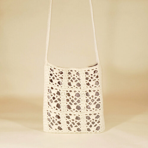 фото Сумка кросс-боди , фактура вязаная, серый, белый speranskaya