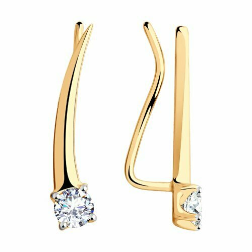 фото Серьги diamant online, золото, 585 проба, фианит, длина 2 см. diamant-online