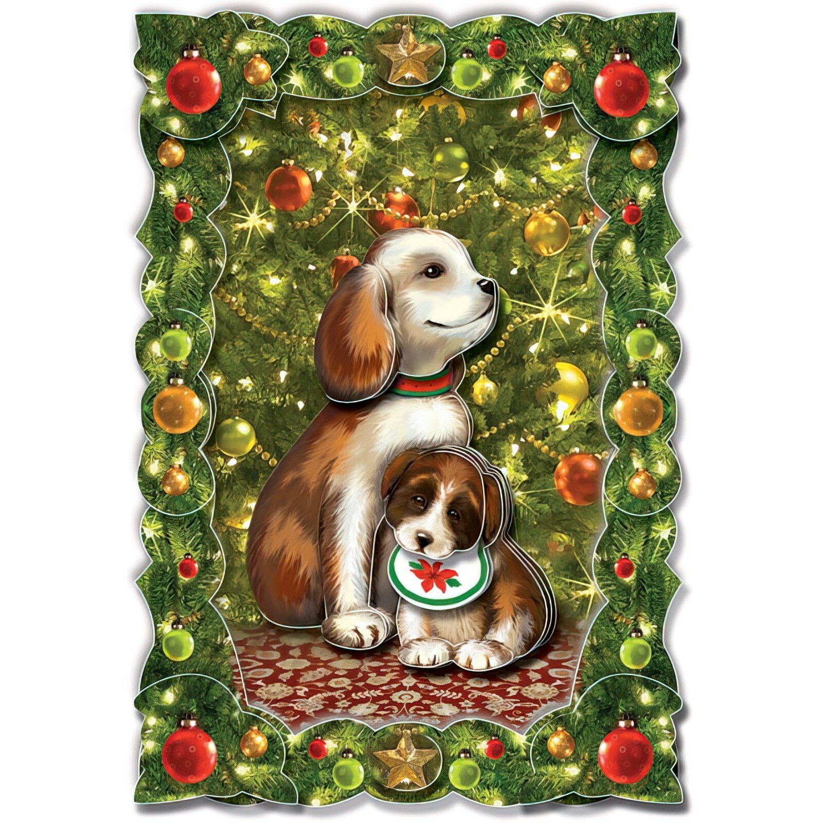Набор для новогодней картины "Собачка и щенок" (АШ 19-006) - фото №9