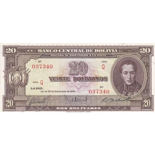 Боливия 20 боливиано 1945 г. (2) клуб нумизмат банкнота 200 боливиано боливии 2018 года