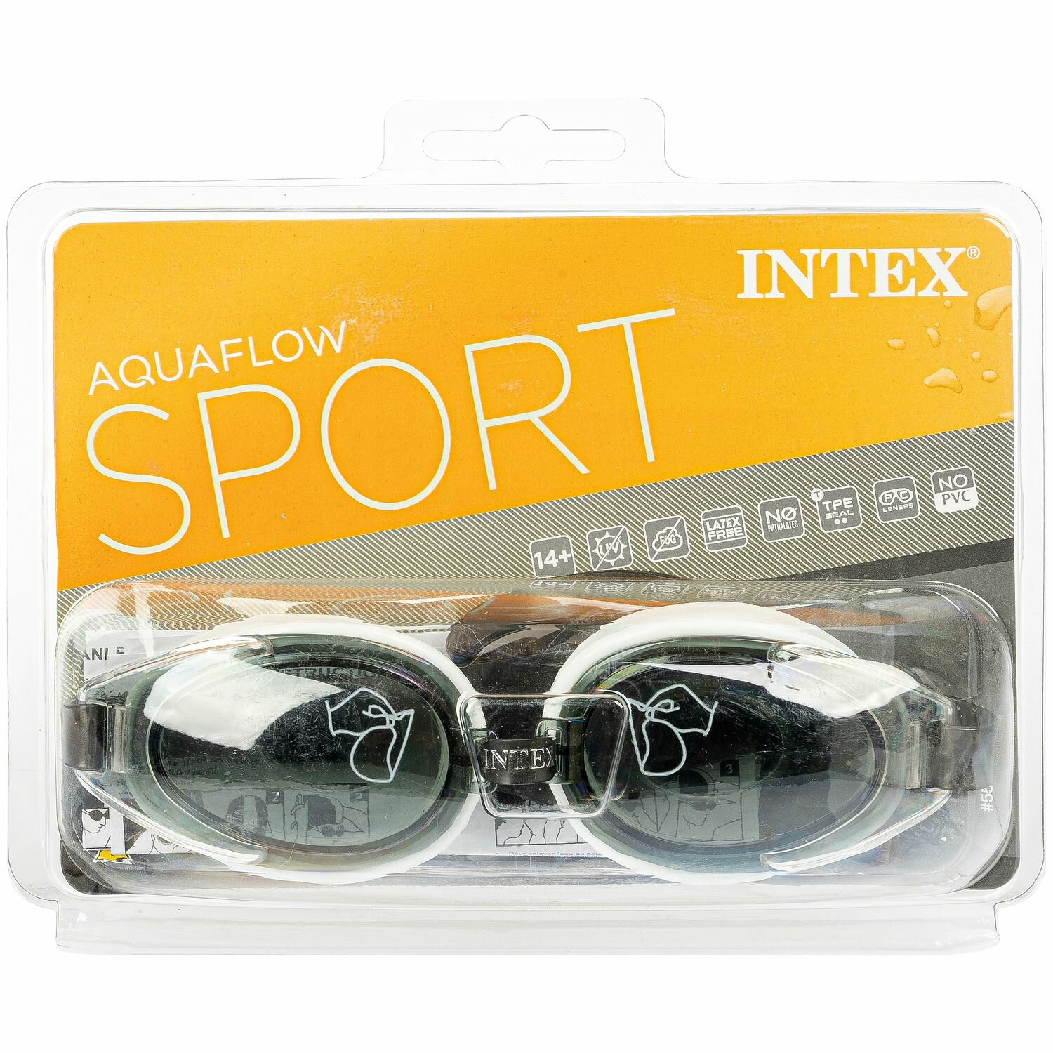 Intex Очки для плавания Water pro Goggles, 3цвета от 14 лет И55685