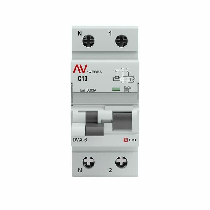     2 (1P+N) C 10 30  AC 6 DVA-6 Averes EKF rcbo6-1pn-10C-30-ac-av