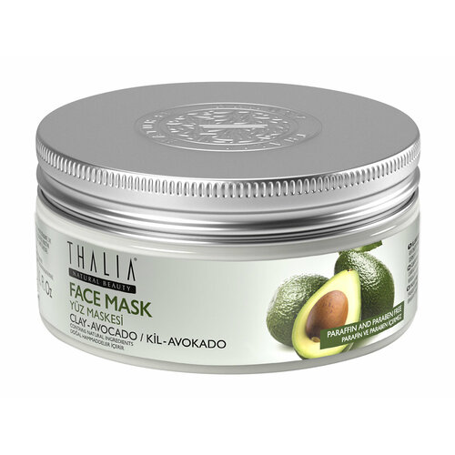 THALIA NATURAL BEAUTY Clay-Avocado Face Mask Маска глиняная для лица с экстрактом авокадо увлажняющая,100 мл