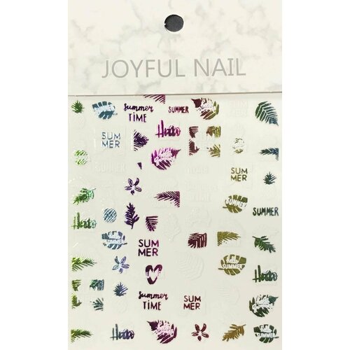 Наклейки для дизайна ногтей JOYFUL NAIL - листики разноцветные, 1 упаковка наклейки для дизайна ногтей английские фразы разноцветные 1 упаковка