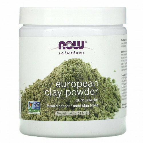 NOW Foods, Solutions, European Clay Powder, очищающее средство для лица, 397 г (14 унций)