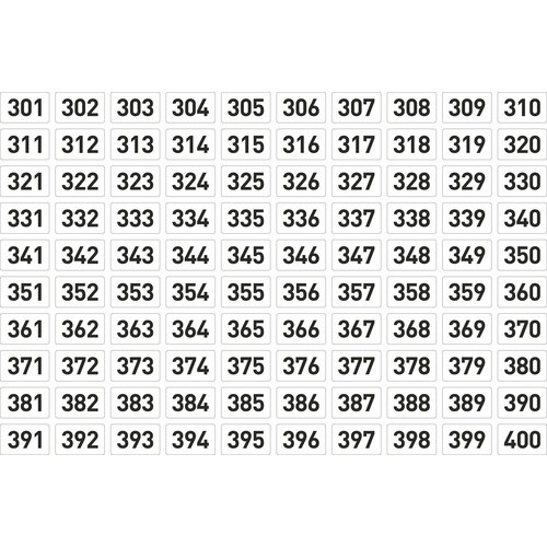 Набор наклеек цифры 301 - 400, 100 штук набор наклеек цифры 301 400 100 штук
