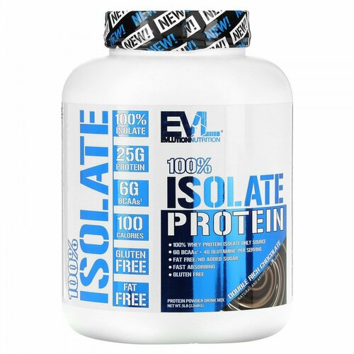 EVLution Nutrition, 100% Isolate Protein, Double Rich Chocolate, 5 lb (2.268 kg)