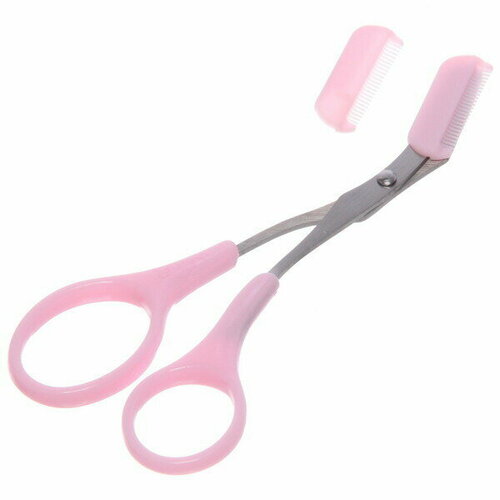 Ножницы с расчёской для коррекции бровей «Eyebrows», цвет розовый, 13*5,3см