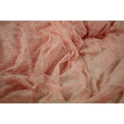 Ткань нежно-розовое кружево шантильи