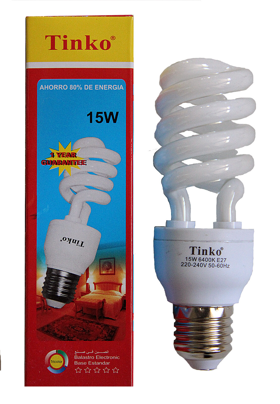 Лампочка Tinko, Дневной свет 15 Вт, Е27, Люминесцентная (энергосберегающая) 10шт